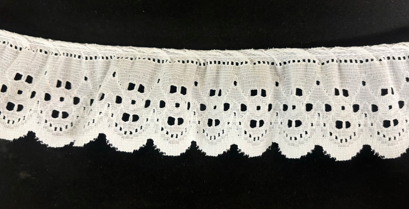 2" Ruffled Gathered Embroidery Eyelet Lace Trimming! - 8 Yards!