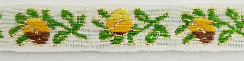 1/2" Jacquard Woven Floral Ribbon Trim with Metallic - 15 Continuous Yards