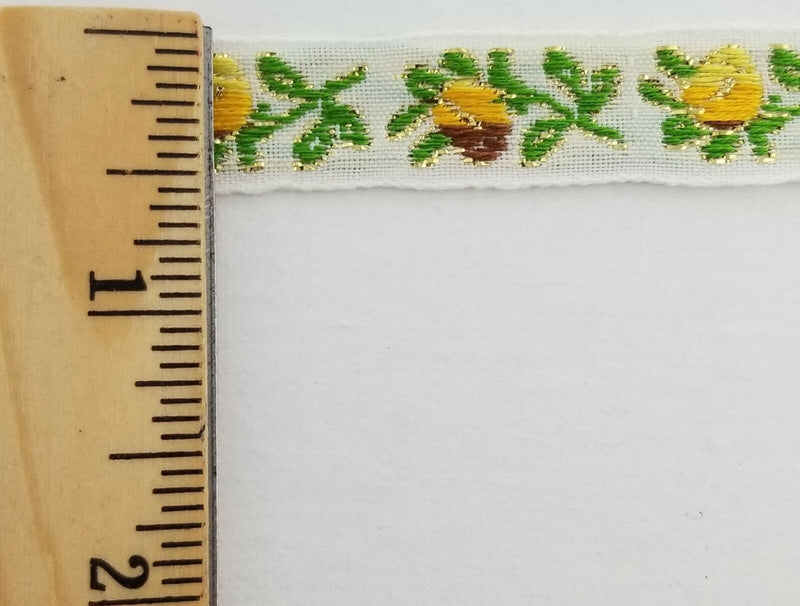 1/2" Jacquard Woven Floral Ribbon Trim with Metallic - 15 Continuous Yards