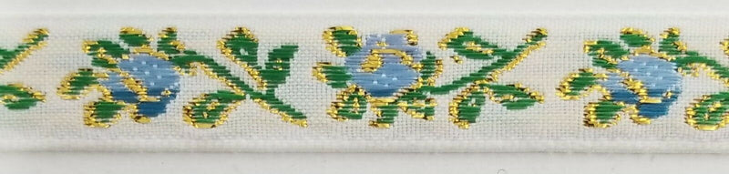 1/2" Jacquard Woven Floral Ribbon Trim with Metallic - 15 Continuous Yards