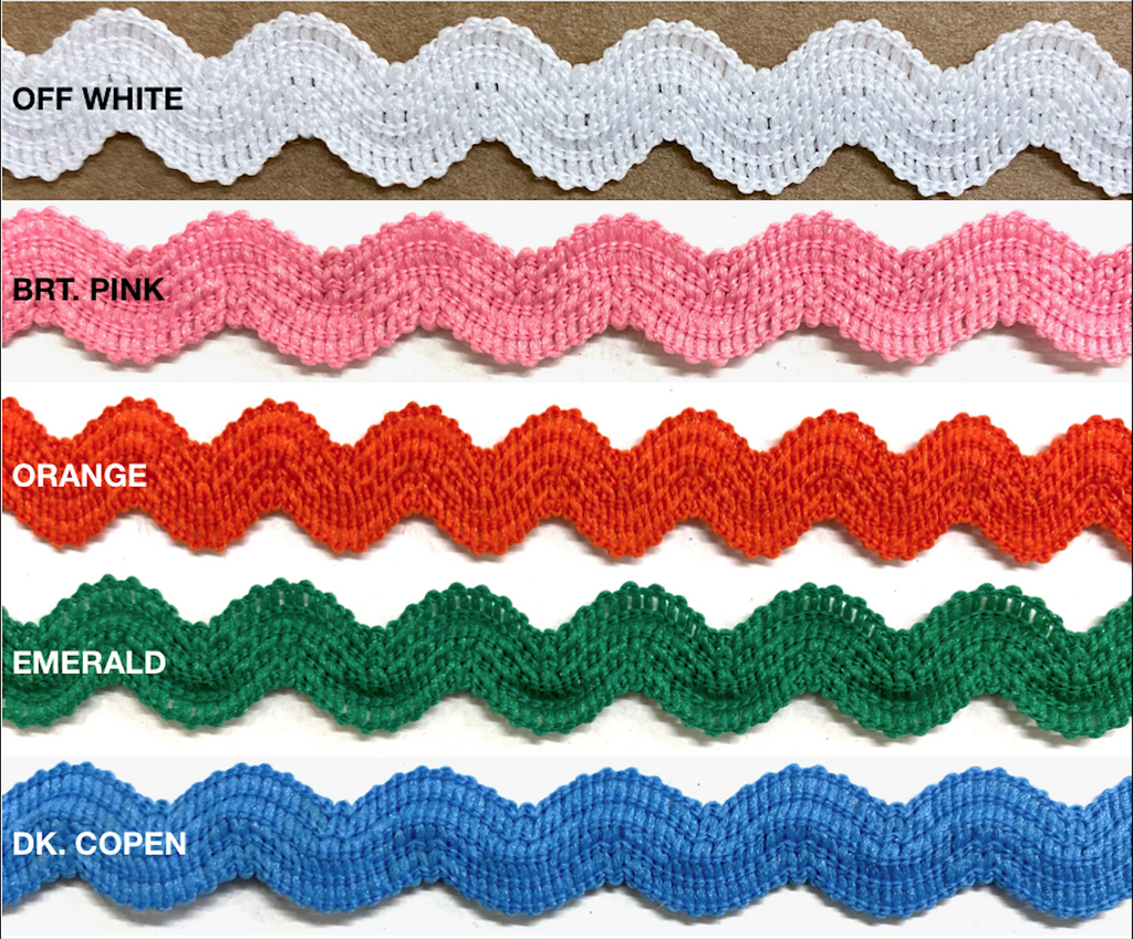 1/2 Cotton Ric Rac Zig Zag Trim - 36 Yards - Many Colors Available!
